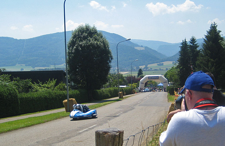 Chris in action during the sidecar race