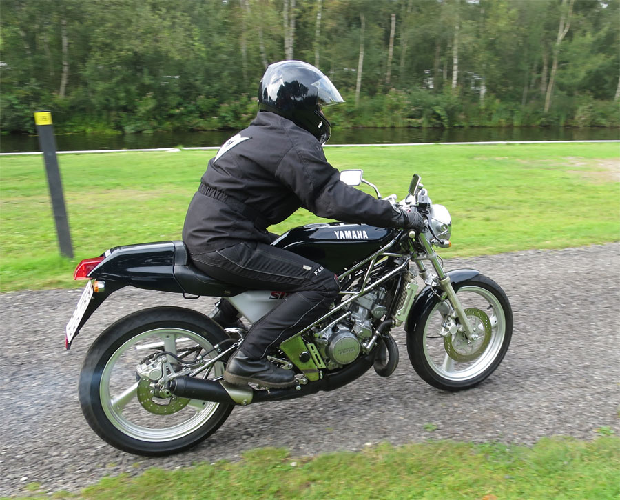 Maria on her rare two-stroke SDR200